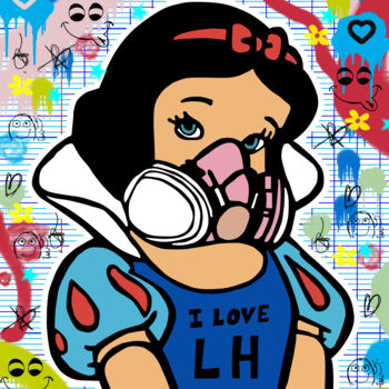 Digitale Kunst mit dem Titel "I LOVE LH" von David Karsenty, Original-Kunstwerk, Digitale Malerei