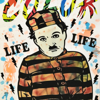 Obrazy i ryciny zatytułowany „Charlie Chaplin Life” autorstwa David Karsenty, Oryginalna praca, Cyfrowy wydruk