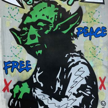 Painting titled "YODA SO CULT" by David Karsenty, Original Artwork, Spray paint