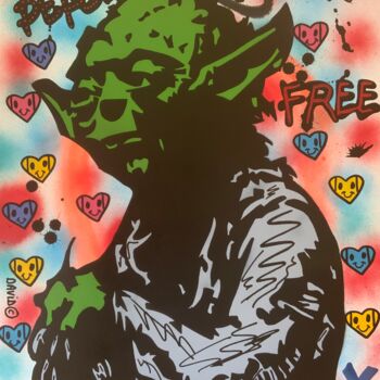 Картина под названием "Yoda" - David Karsenty, Подлинное произведение искусства, Рисунок распылителем краски
