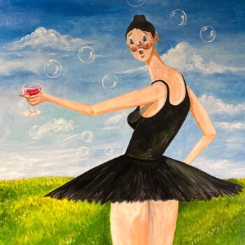 Painting titled "The Lost Ballerina" by David Khitarishvili, Original Artwork, Oil Mounted on Wood Panel