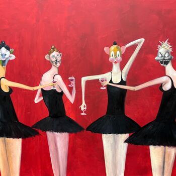 Malerei mit dem Titel "Ballet troupe" von David Khitarishvili, Original-Kunstwerk, Öl