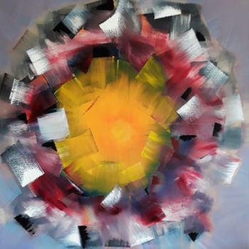 Painting titled "éclosion" by Véronique Knusmann David, Original Artwork, Oil Mounted on Wood Stretcher frame
