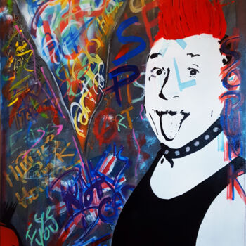 Schilderij getiteld "Free Punk Mind" door David Ledin, Origineel Kunstwerk, Acryl