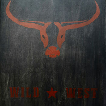 Schilderij getiteld "Bull" door David Ledin, Origineel Kunstwerk, Acryl Gemonteerd op Frame voor houten brancard
