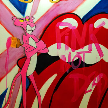 Painting titled "Rock'n Pink" by David Ledin, Original Artwork, Acrylic Mounted on Wood Stretcher frame