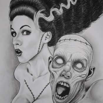 Dessin intitulée "Frankenstein's" par David Lenne, Œuvre d'art originale, Fusain