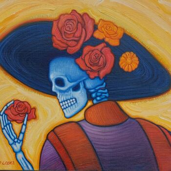 Painting titled "Catrina" by David Lopez, Original Artwork, Oil