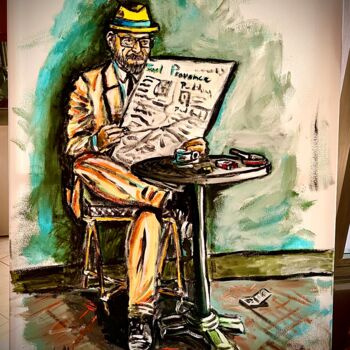 Painting titled "L’homme au journal" by David Marchal, Original Artwork, Acrylic