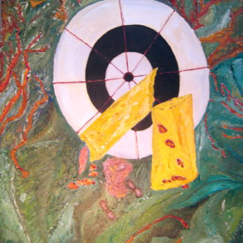 Painting titled "La cible" by David Mazza, Original Artwork, Oil