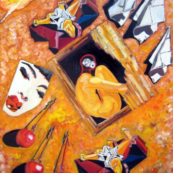 Malerei mit dem Titel "Le baiser gaspillé" von David Mazza, Original-Kunstwerk, Öl