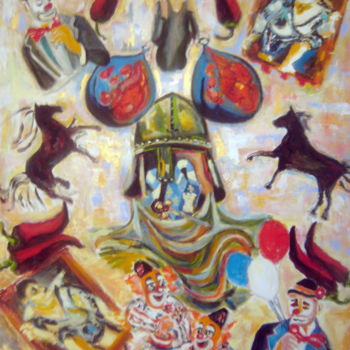 Картина под названием "Le chevalier du ciel" - David Mazza, Подлинное произведение искусства, Масло