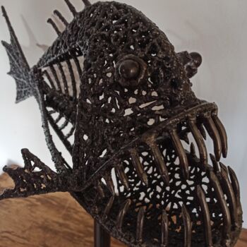 Sculpture titled "Fish u poisson" by David Nativel, Original Artwork, Metals