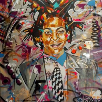 Schilderij getiteld "Jean-Michel Basquiat" door David Norocos, Origineel Kunstwerk, Acryl
