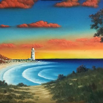 Painting titled "Lighthouse Point" by David O'Halloran, Original Artwork, Oil