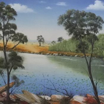 Malerei mit dem Titel "Bunyip Waterhole" von David O'Halloran, Original-Kunstwerk, Öl