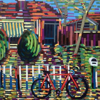 Painting titled "Bike" by David Ross, Original Artwork, Oil