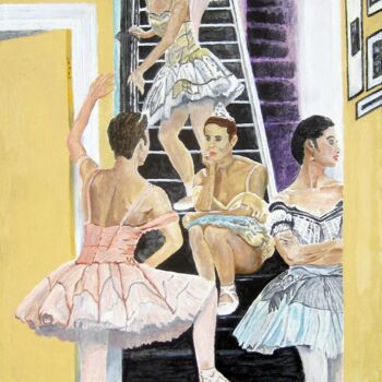 Schilderij getiteld "BALLET DANCERS" door David Sankey, Origineel Kunstwerk, Olie