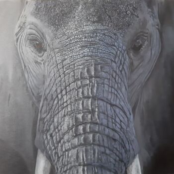 Картина под названием "elephant look" - Давид Саргсян, Подлинное произведение искусства, Масло Установлен на Деревянная рама…