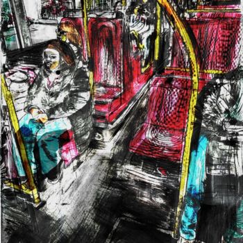 Arts numériques intitulée "Dans le bus" par David Singarella, Œuvre d'art originale, Travail numérique 2D