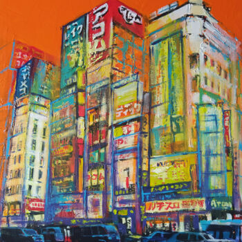 Ζωγραφική με τίτλο "Tokyo Shinjuku Kabu…" από David Stany Garnier, Αυθεντικά έργα τέχνης, Ακρυλικό Τοποθετήθηκε στο Ξύλινο φ…