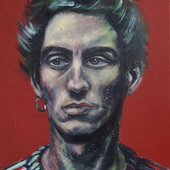Painting titled "Portrait of Caesar" by David Stany Garnier, Original Artwork, Acrylic Mounted on Wood Stretcher frame