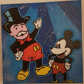 Ζωγραφική με τίτλο "Mickey Mouse & Mono…" από Davdez, Αυθεντικά έργα τέχνης, Ακρυλικό