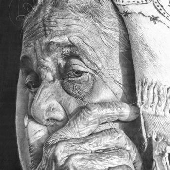 Drawing titled "Grandmother" by David Telia, Original Artwork, Graphite