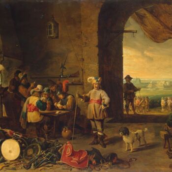 Painting titled "Le Corps de garde" by David Teniers, Original Artwork, Oil