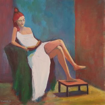 Pittura intitolato "La Lectrice" da David Twose, Opera d'arte originale, Acrilico