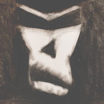 Rysunek zatytułowany „Angry Ape” autorstwa David Underland, Oryginalna praca, Węgiel drzewny