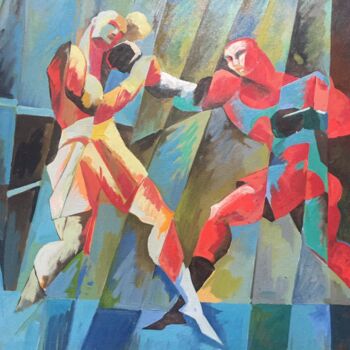 Картина под названием "Бокс" - Melik Kazaryan, Подлинное произведение искусства, Масло Установлен на Деревянная рама для нос…