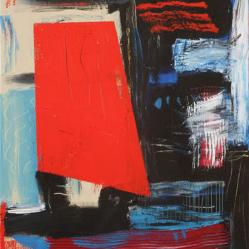 Pintura intitulada "red flag-" por David Abse, Obras de arte originais, Óleo
