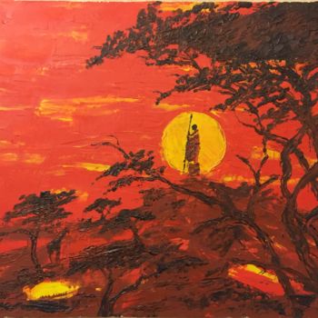 Pintura intitulada "L'afrique" por David Alliel, Obras de arte originais, Óleo