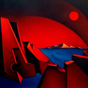 Painting titled "Rising Sun" by David Beeri, Original Artwork, Oil