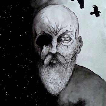 Drawing titled "Odinn" by David Brocourt, Original Artwork