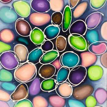 Peinture intitulée "Pretty Pebbles" par David Clare, Œuvre d'art originale, Huile Monté sur Châssis en bois