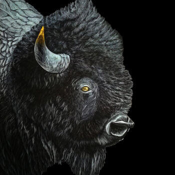 Dessin intitulée "Le bison" par David Da Costa, Œuvre d'art originale, Crayon