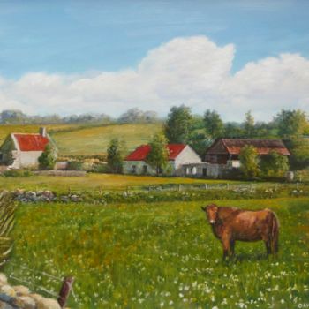 Painting titled "bull-in-field-2.jpg" by David Donnelly, Original Artwork, Oil