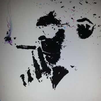 Ζωγραφική με τίτλο "Monkey smoking" από Daz, Αυθεντικά έργα τέχνης, Ακουαρέλα
