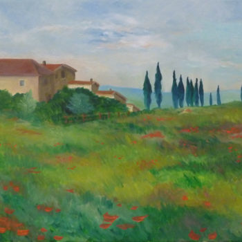 Malerei mit dem Titel "Casolari in maremma" von Davide Pacini, Original-Kunstwerk, Öl