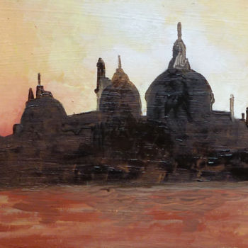 Schilderij getiteld "tramonto a Venezia" door Davide Pacini, Origineel Kunstwerk, Olie