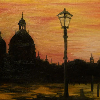 Pintura intitulada "Venezia al tramonto" por Davide Pacini, Obras de arte originais, Óleo