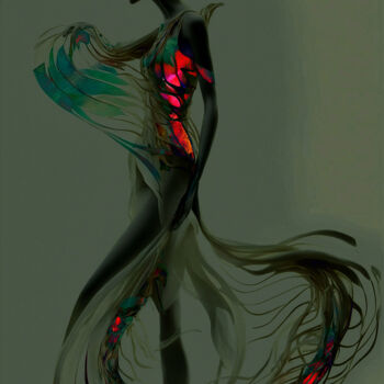 Grafika cyfrowa / sztuka generowana cyfrowo zatytułowany „Dragon woman” autorstwa Davide Poggio, Oryginalna praca, 2D praca…