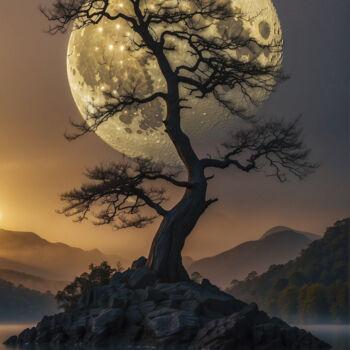 Arts numériques intitulée "Moon" par Davide Poggio, Œuvre d'art originale, Image générée par l'IA Monté sur Autre panneau ri…