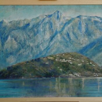 Painting titled "Le Grigne sul lago…" by Davide Rodoquino, Original Artwork, Pastel Mounted on Cardboard