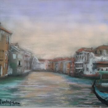 Painting titled "Autunno a Venezia" by Davide Rodoquino, Original Artwork, Pastel Mounted on Cardboard