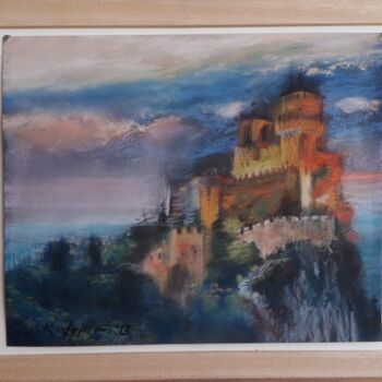 Malarstwo zatytułowany „Tramonto a San Mari…” autorstwa Davide Rodoquino, Oryginalna praca, Pastel