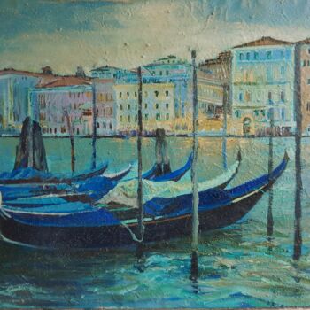 Painting titled "Canal Grande 2020 S…" by Davide Rodoquino, Original Artwork, Oil Mounted on Wood Stretcher frame