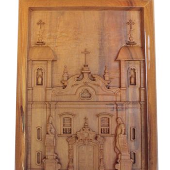 Escultura intitulada "Santuário do Bom Je…" por David Guglielmoni, Obras de arte originais, Madeira